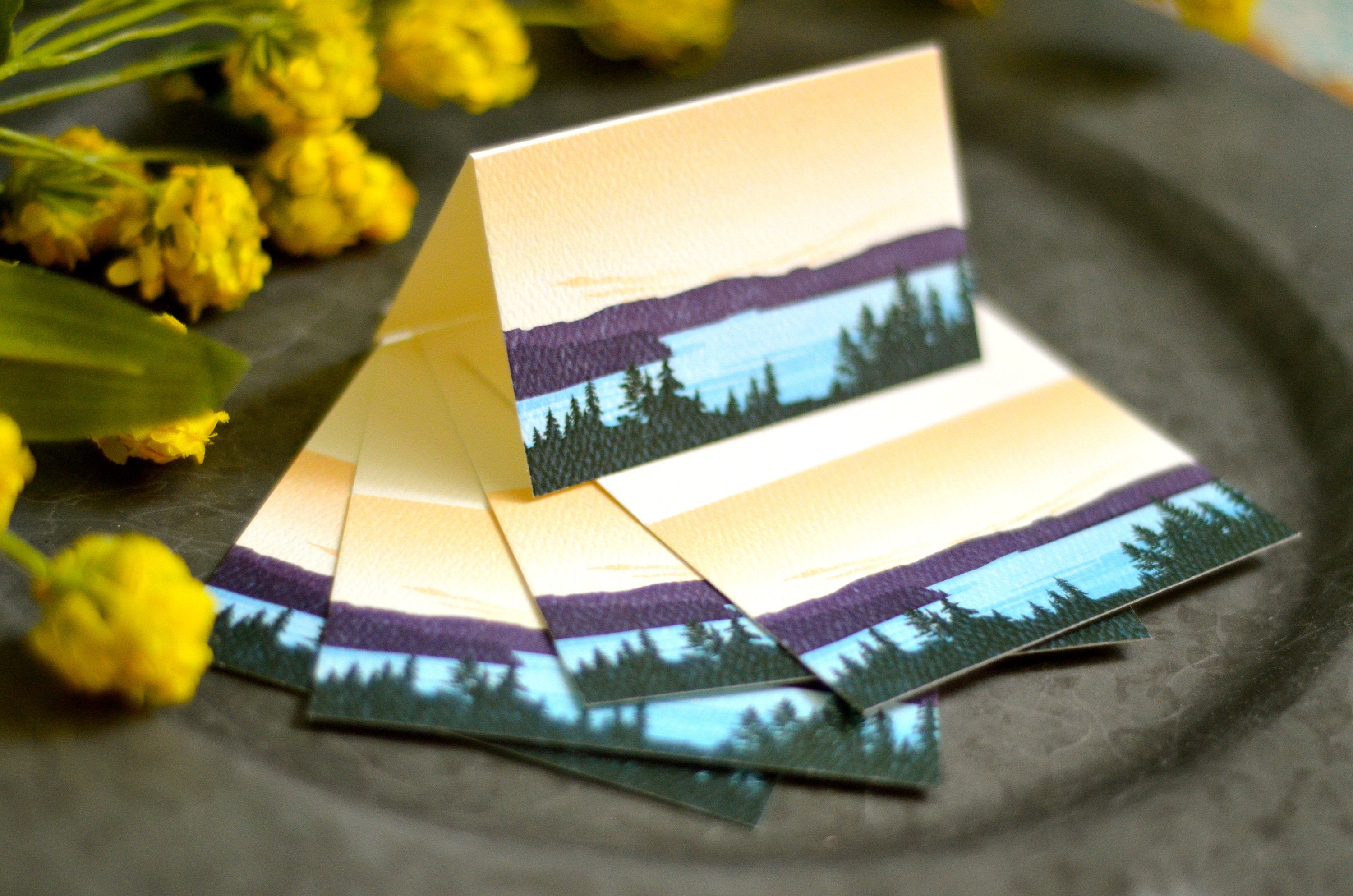 Lake Arrowhead Purple Mountains Wedding Escort Cards Tented // Reception Tented Seating Cards //Tented cards // BP1