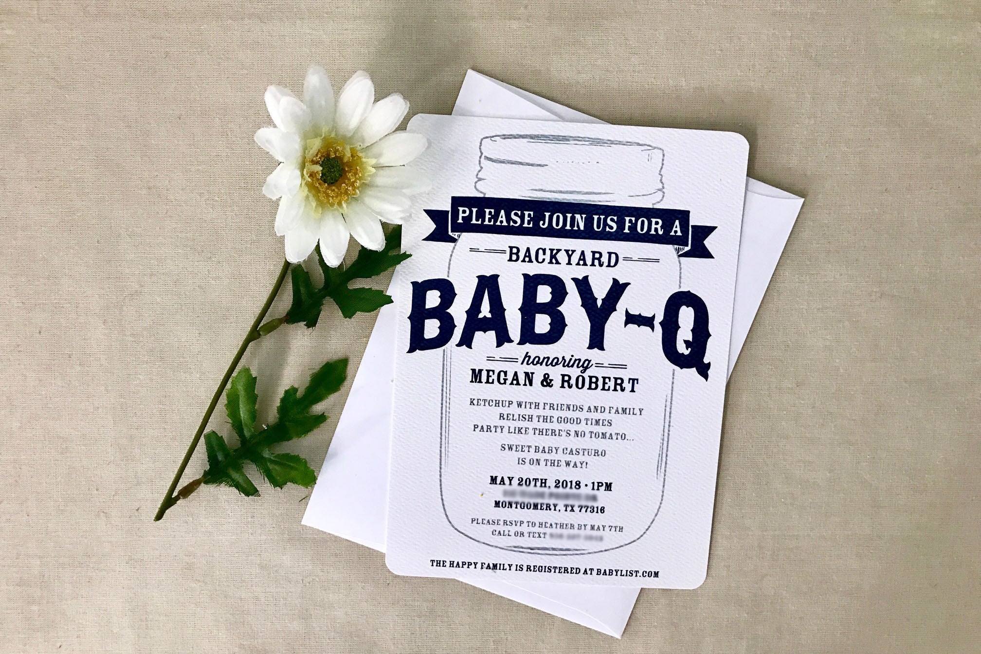 Backyard Baby-Q Baby Shower Navy Blue Invitation // BBQ Baby Shower // Baby Boy Shower Invite // DIY // Printable // Template