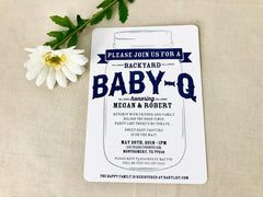 Backyard Baby-Q Baby Shower Navy Blue Invitation // BBQ Baby Shower // Baby Boy Shower Invite // DIY // Printable // Template
