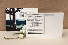 New River Gorge Just Married Elopement Announcement Postcard // Mountain Wedding Elopement Postcard