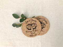 Love is Brewing with Mr and Mrs Beer Steins Navy Cork Coaster Save the Date with A7 Envelope