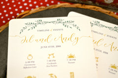 Elegant Gold Script with Greenery Wedding Timeline of Events Fans // Fully Assembled Wedding Program Fans // BP1