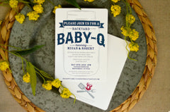 Backyard Baby-Q Navy Baby Shower 5x7 Invitation // Mason Jar Baby Shower BBQ Invitation with A7 Envelopes //DIY // Printable