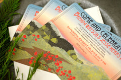 Oregon Vineyard at Sunset with Red Poppies 5x7 Wedding Invitation with A7 Envelopes // Come and Celebrate Rustic Wedding Invite // BP1