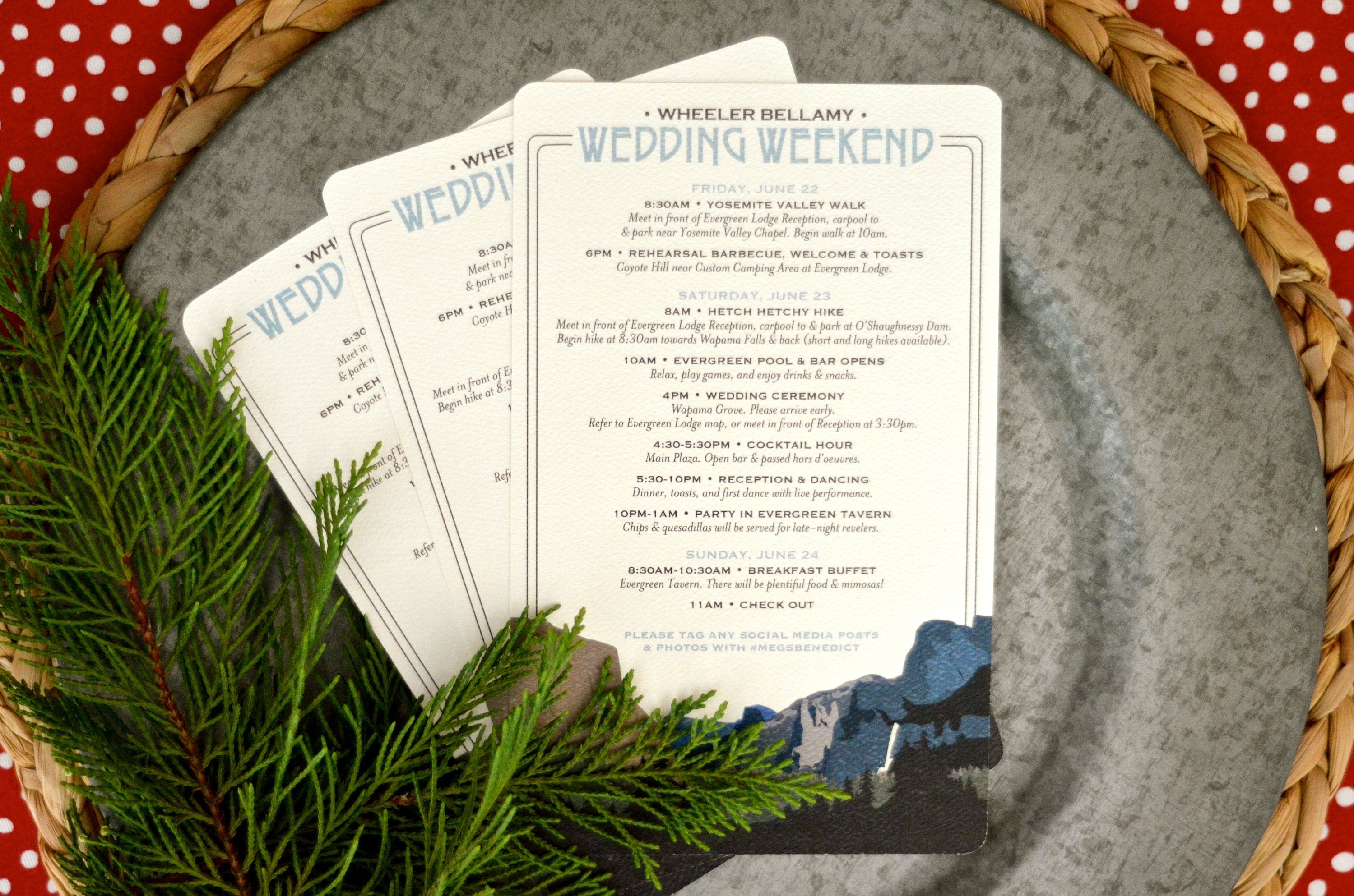 Yosemite National Park Timeline of Events Wedding Weekend Timeline Card // Welcome Bag Timeline card for guests // BP1
