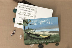 Naikoon Provincial Park Agate Beach with Haida canoe 5x7 Save the Date Postcard