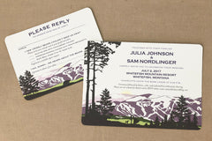 Whitefish Mountains with Dancing Couple 5x7 Wedding Invitation with RSVP Notecard // Montana Mountain Wedding Invitation