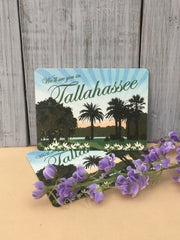 Art Deco Sunset Palm Tree Tallahassee Florida Vintage Save the Date Postcards // Vintage Wedding Postcards