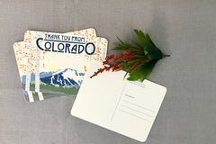 Colorado Mountain Blue Pikes Peak with Orange Birch Trees Wedding Thank You Postcards