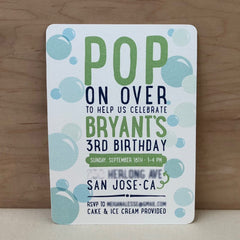 Pop On Over Bubble 5x7 Birthday Invitation with A7 Envelopes//DIY Printable Bubble Birthday Invitation