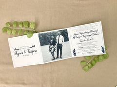 Navy and Gray Bohemian Trifold Wedding Announcement Invitation