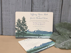 Rocky Mountain Wedding / 5x7 Wedding Invitation / Colorado Wedding / Estes Park Colorado / Invitation with RSVP Card / Rustic Wedding