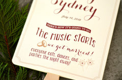 Burgundy & Gold The Music Starts Wedding Program Fans // Wedding Ceremony Program Fans // BP1