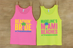 Beachin Bride and Miami Beaches Bachelorette Beach Tanks-Bachelorette Bash Personalized Bachelorette Beach Tanks Sets