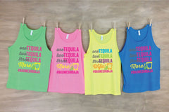 One Tequila Two Tequila Bachelorette Beach Tanks-Bachelorette Bash Personalized Bachelorette Beach Tanks Sets