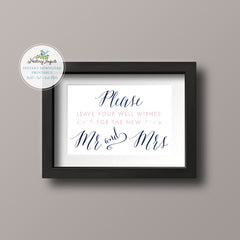 Well Wishes for New Mr and Mrs Sign / Instant Download / Wedding Guest Book Sign / Wedding Signs / Downloadable PDF / Wedding Sign Template