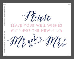 Well Wishes for New Mr and Mrs Sign / Instant Download / Wedding Guest Book Sign / Wedding Signs / Downloadable PDF / Wedding Sign Template