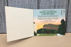 Planet Bluegrass at Sunset 3pg Livret Booklet Wedding Invitation // Colorado Bluegrass Folk Festival Wedding Invitation