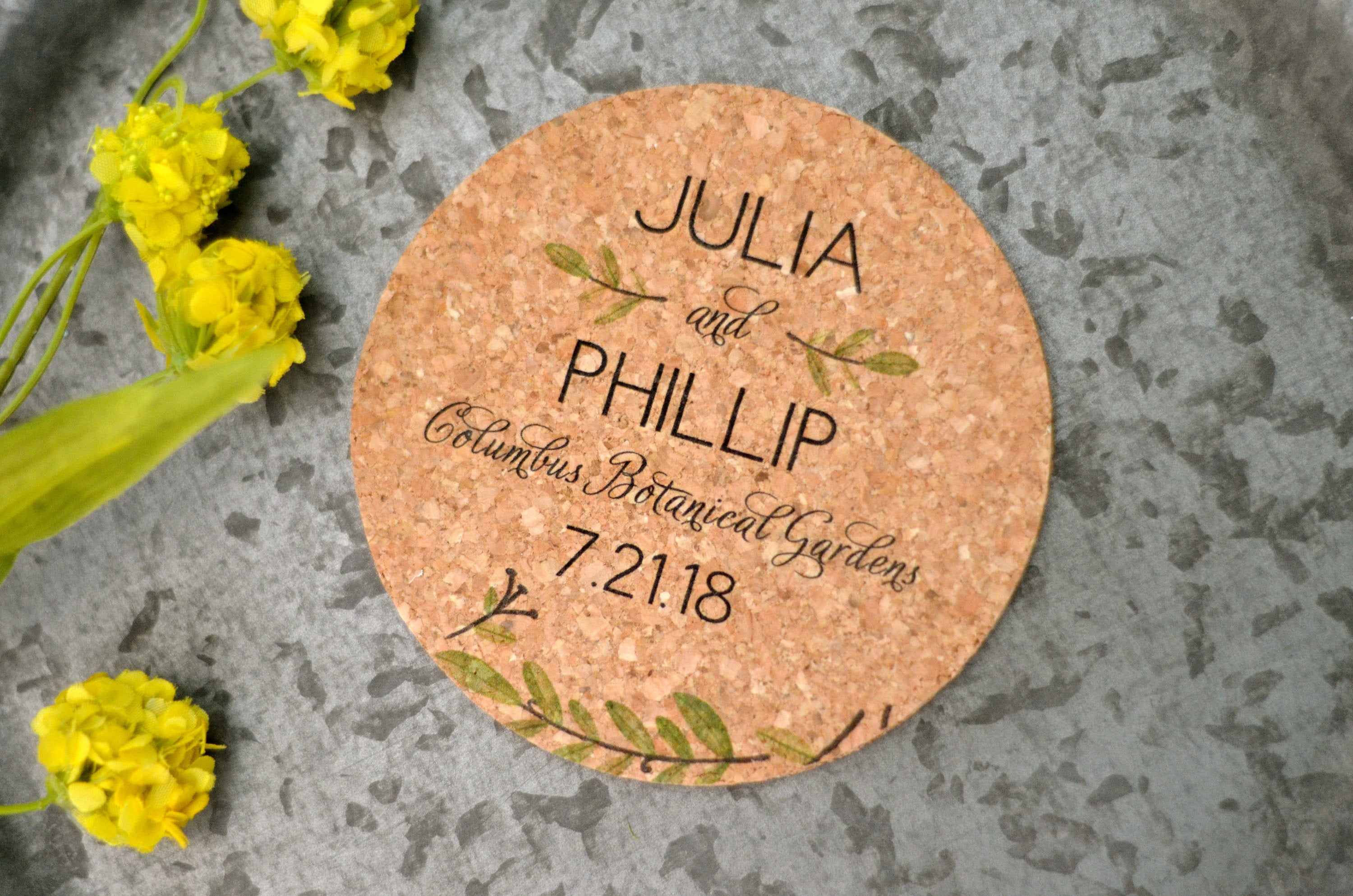 Greenery Wreath Cork Coaster Wedding Favors for Guests