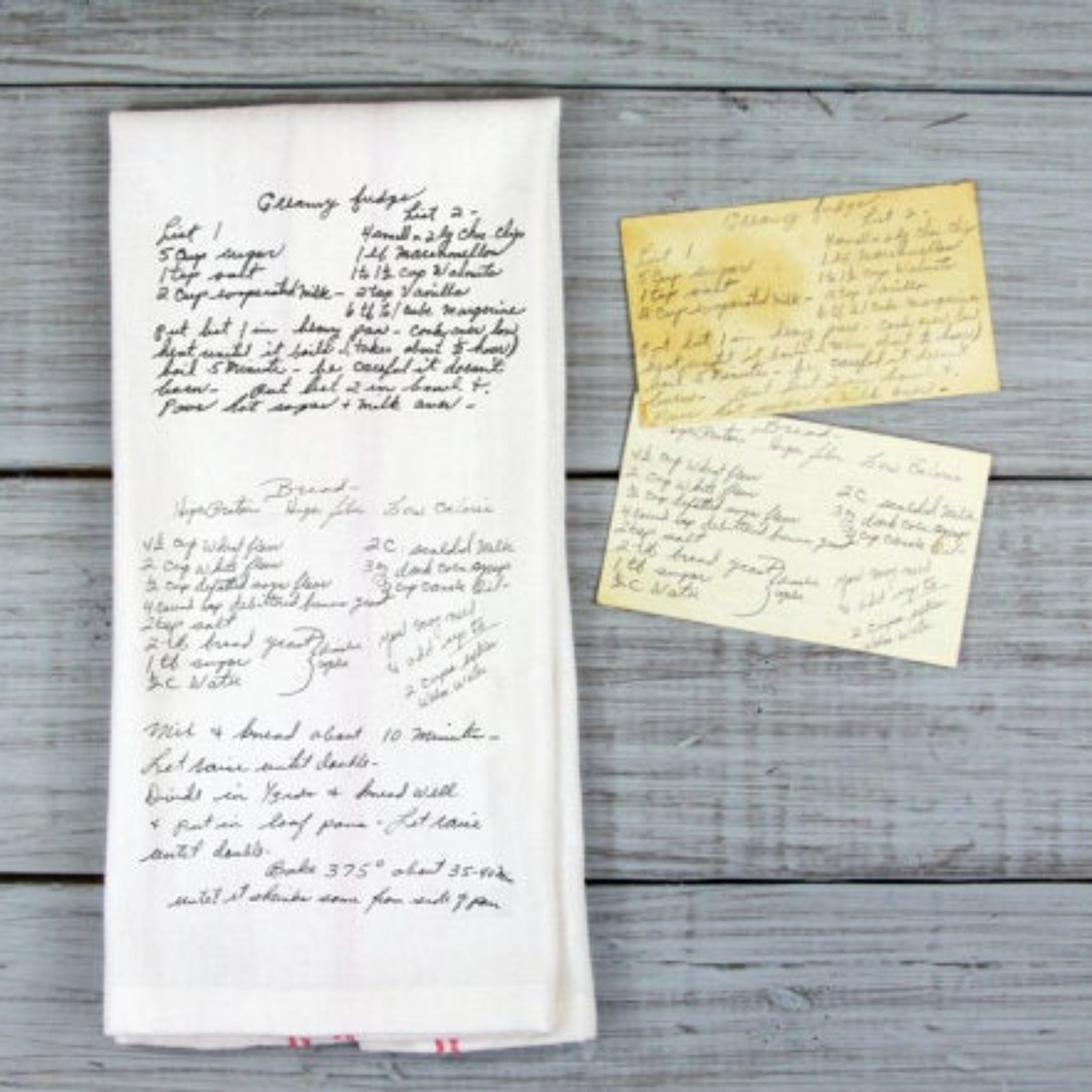 Custom Printed Recipe Tea Towel / Original Handwriting / Recipe Tea Towel / Handwritten Recipe / Family Recipe / Grandma&#39;s Recipe