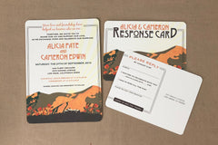 Figueroa Mountains with Poppies 5x7 Wedding Invitation with RSVP Postcard // California Mountain Lodge Wedding Invites with RSVPs