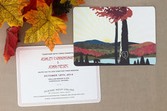 Fall Appalachian Mountains / 5x7 Wedding Invitation / Rustic Mountain Wedding Invite /  Fall Mountains / Rustic Wedding Invite