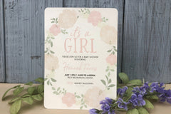 Floral Wreath Baby Shower Invitation / Pink Spring Floral Girl Shower / 5x7 Baby Shower Invite / It's A Girl / DIY / Printable / Template
