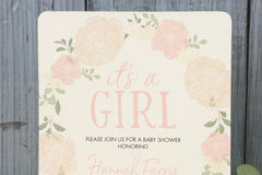 Floral Wreath Baby Shower Invitation / Pink Spring Floral Girl Shower / 5x7 Baby Shower Invite / It's A Girl / DIY / Printable / Template