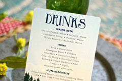 Maine Cabin Lake Retreat Mountains Landscape Drink Menu // 5x8 Wedding Drink Menu // Reception Drink Menu // Rehearsal Drink Menu - BP1