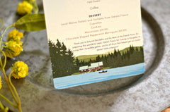 Maine Cabin Lake Retreat Mountains Landscape Dinner Menu // 5x8 Wedding Dinner Menu // Reception Dinner Menu // Rehearsal Dinner Menu - BP1