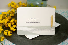 Missouri Bridge Landscape with Sunset Wedding Livret 2pg Booklet Invitation with Envelope and Tear-Off RSVP // BP1
