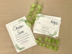 Rustic Bohemian with Laurels 5x7 Wedding Invitation and RSVP card