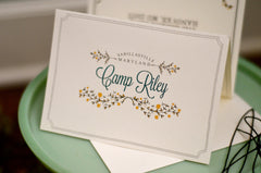 Rustic Camp Wedding Trifold Invitation / Greenery Wreath with Aspen Leaves / Folded Wedding Invite / Wedding Day Timeline / Custom Map / BP1