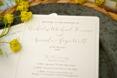 Greenery with Gold Calligraphy Handwriting Banner Wedding Ceremony 6x8 Program Fans - BP1