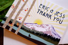 Spring Mountain Sunset with Dog Thank You Card / A2 Folded Thank You Card /Thank You Stationery