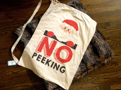 Santa Bag No Peeking Large Christmas Bag / Santa Sack Christmas Gift Bag 23x33 / Santa Delivery Bag