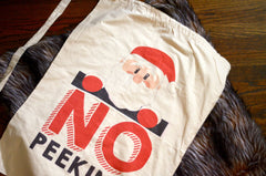 Santa Bag No Peeking Large Christmas Bag / Santa Sack Christmas Gift Bag 23x33 / Santa Delivery Bag