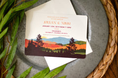 Fall Appalachian Mountains with Dogs / 5x7 Wedding Invitation / Rustic Mountain Wedding Invite /  Fall Mountains / Rustic Wedding Invite