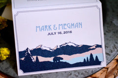 Colorado Mountains Trifold Wedding Invitation / Snowcap Mountain with Bear Landscape / Rustic Trifold Invitation / Folded Wedding Invitation