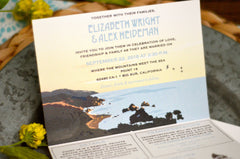 Big Sur California Trifold Wedding Invitation-Ocean Coast Beach Landscape-Rustic Trifold Invitation-Folded Wedding Invitation