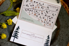Camp Pinewood Trifold Wedding Invitation / Fall Michigan Mountain Wedding Invite / Rustic Trifold Invitation / Wedding Day Timeline