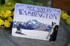 Snow Skiing Mountain Wedding Save The Date Postcard // Mountain landscape // Wedding Announcement