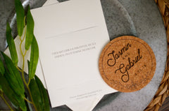 Save the Date Handwritten Script Grey and White Cork Coaster Save the Dates with A7 Envelopes // Wedding Save the Date