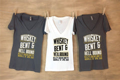 Bachelorette Party Whiskey Bent and Hell Bound or Veil Bound - Nashville Bachelorette Shirt - Black and Gold Whiskey Shirt-Whiskey Lovers