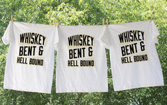 Whiskey Bent and Hell Bound or Veil Bound / Nashville Bachelorette Shirt / Black and Gold Whiskey Shirt / Non Personalized