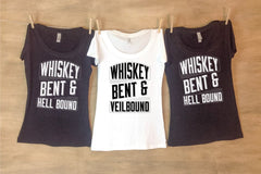 Whiskey Bent and Hell Bound or Veil Bound / Nashville Bachelorette Shirt / Black and Silver Whiskey Shirt