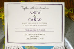 Lake Arrowhead California Trifold Wedding Invitation / Mountain with Lake Landscape / Rustic Trifold Invitation / Folded Wedding Invitation