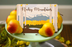Rocky Mountain Snowcap Mountain Wedding sign with Lake Landscape, 5x7 FLAT Craftsman Table Number