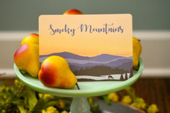 5x7 FLAT Craftsman Table Number-Wedding Sign Smokey Mountain National Park Mountain Skyline with Deer at Lake Landscape