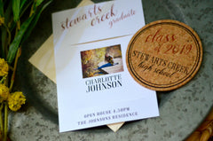 2019 Graduation Party Invitations & Announcement // Photo Card Cork Coaster Save the Date with Envelopes